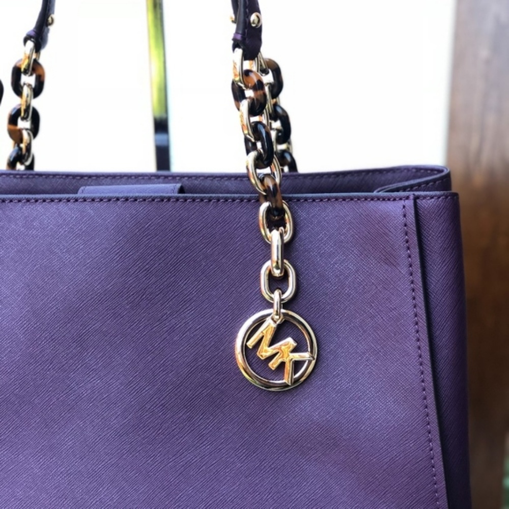 NWT Michael Kors Large Sophia Damson Tote Handbag - Picture 8 of 8